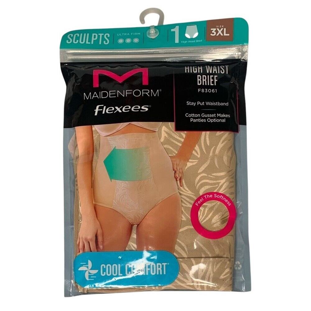 NEW Maidenform Flexees Shapewear High Waist Brief Cool Comfort Nude 3XL F83061